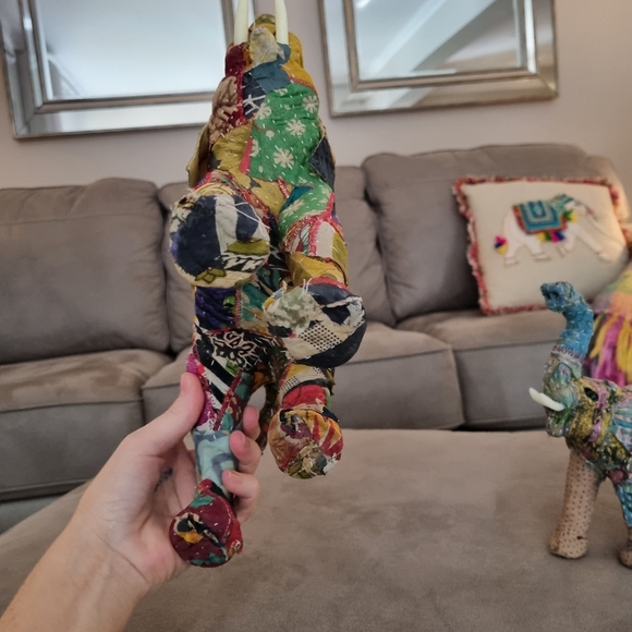 Boho Elephant set of 2 Pattern Fabric Material mother and baby Decor - Picture 4 of 9